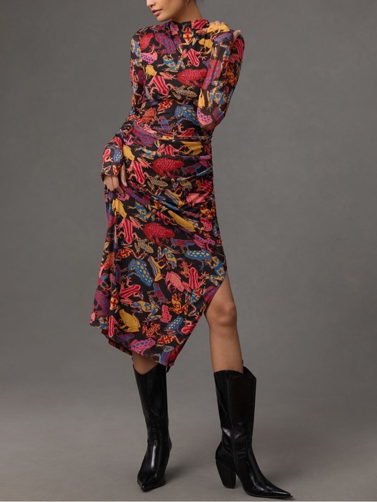 Anthropologie Dresses & Skirts - Farm Rio Long-Sleeve Mesh Printed Midi Dress